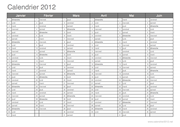 Calendrier Premier Semestre 2012